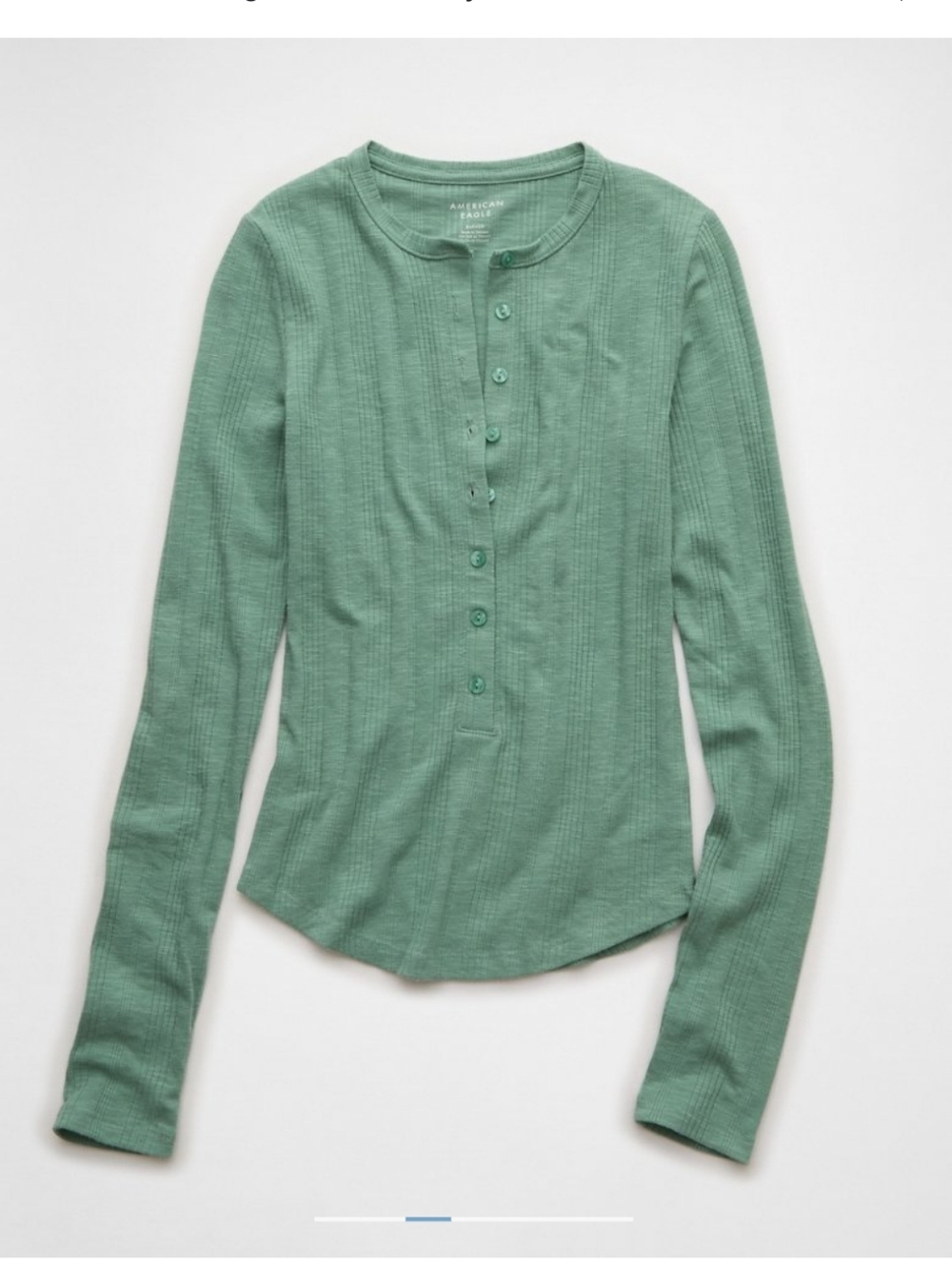 American Eagle Ribbed Henley Top - Sage